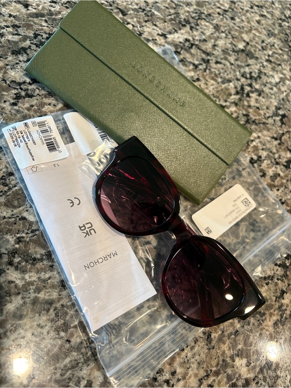 Longchamp Polarized Deep Burgundy Women's Sunglasses NWT